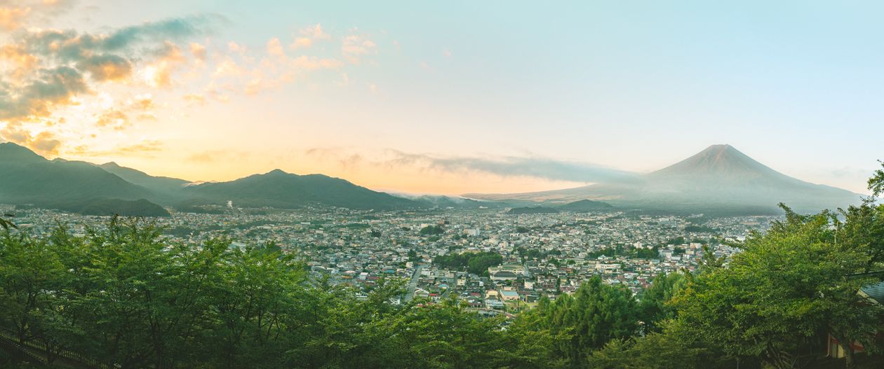Mt. Fuji panoramic sunrise view from Hakone area